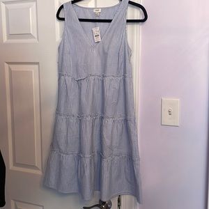 NWT J.CREW dress blue and white pinstripe v-neck size 8